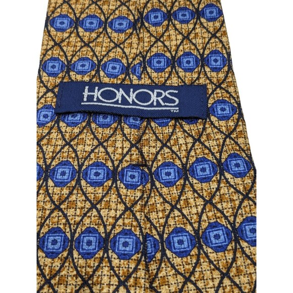 Honors Men's Neck Tie Geometric Print 100% Silk From Italy Novelty - Picture 2 of 5